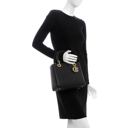 Christian Dior Grained Calfskin Medium Lady Dior Black 2 of 7