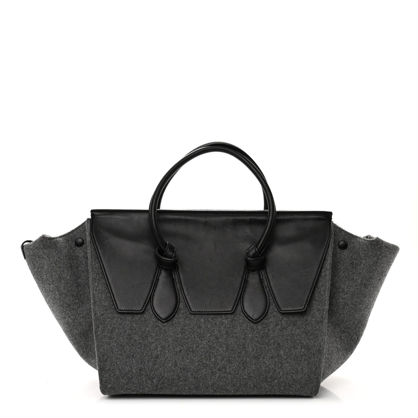Felt Calfskin Medium Tie Knot Tote Grey Black
