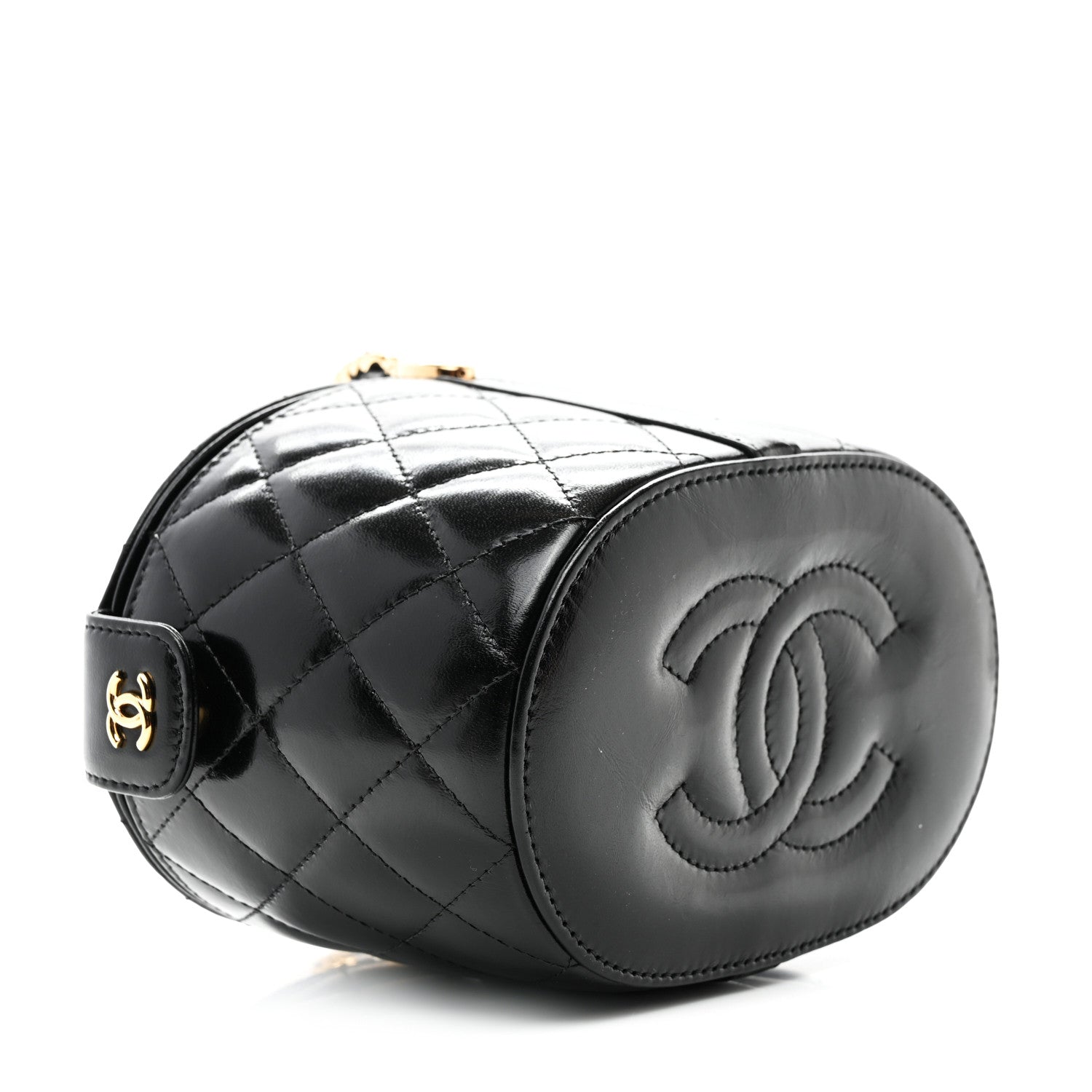 Chanel Lambskin Quilted Chain Top Handle Vanity With Chain  Black 4 of 8