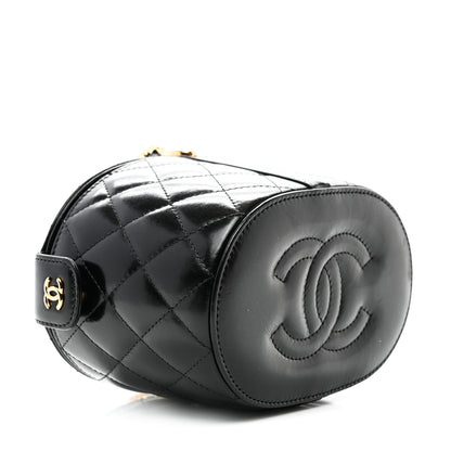 Chanel Lambskin Quilted Chain Top Handle Vanity With Chain  Black 4 of 8