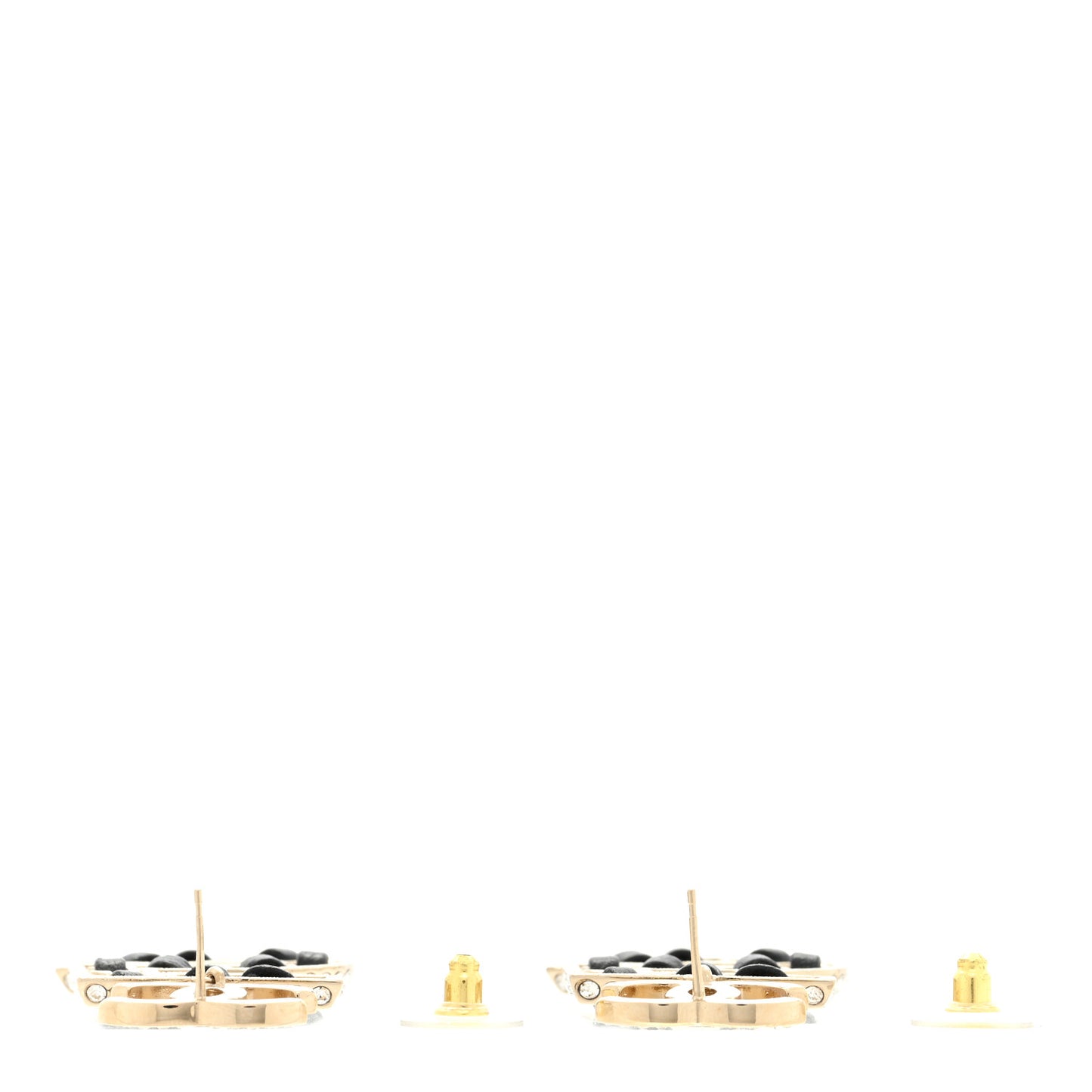 Crystal Lambskin Chain CC No 5 Drop Earrings Gold Black