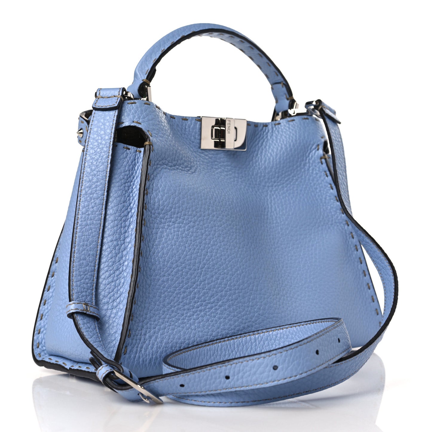 Cuoio Roma Selleria Chamois Bi-Color Medium Peekaboo Iconic Essentially Satchel Sky Blue Latte