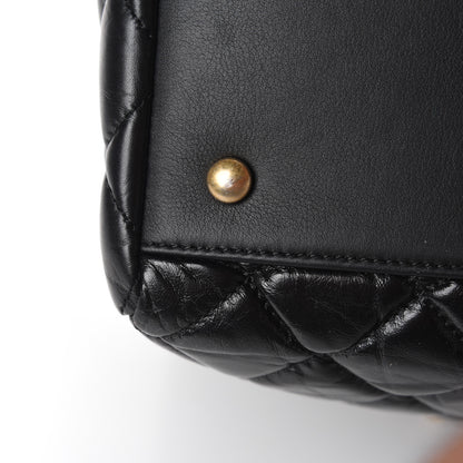 Chanel Aged Calfskin Quilted Large Coco Handle Shopping Tote Black 15 of 15