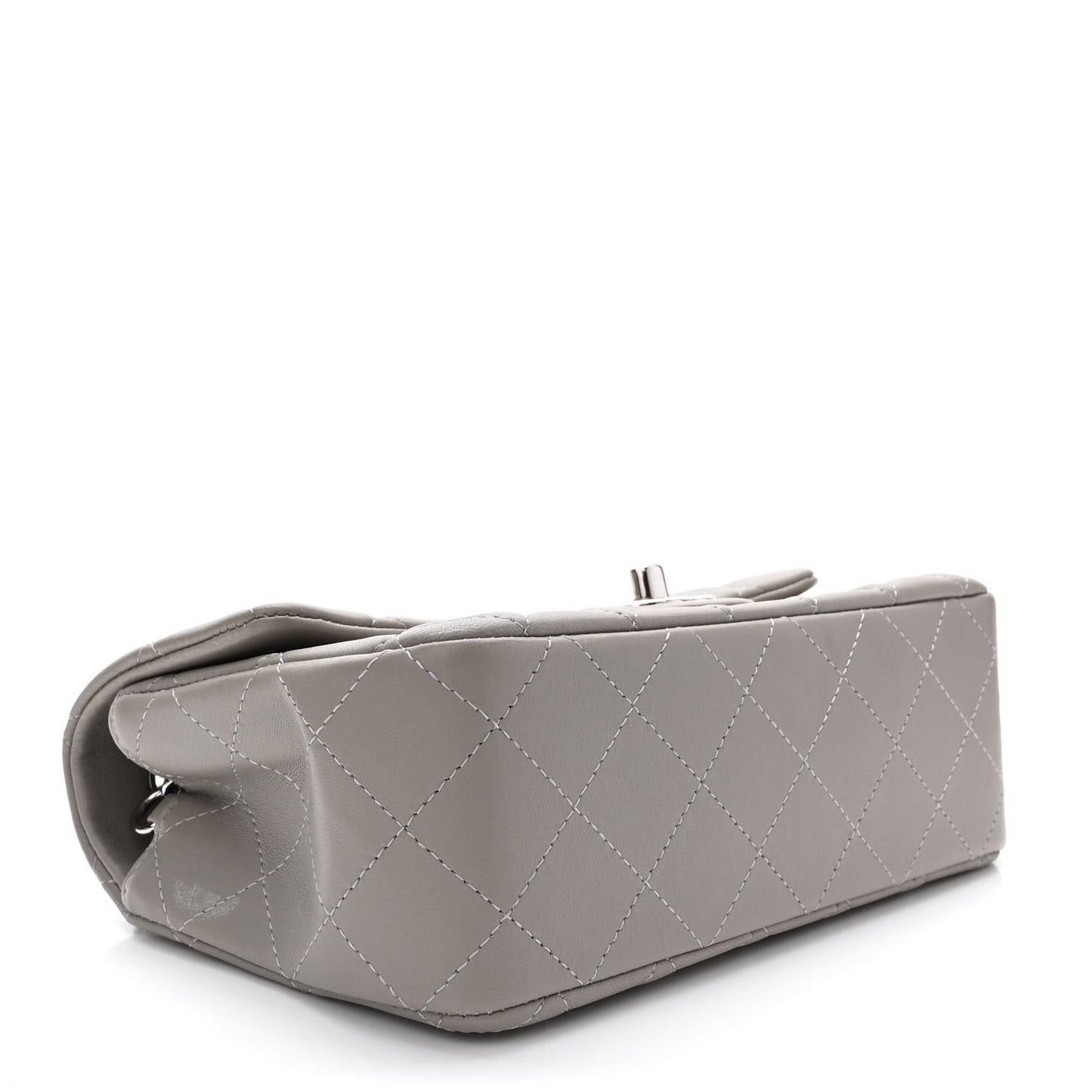 Lambskin Quilted Mini Rectangular Flap Grey