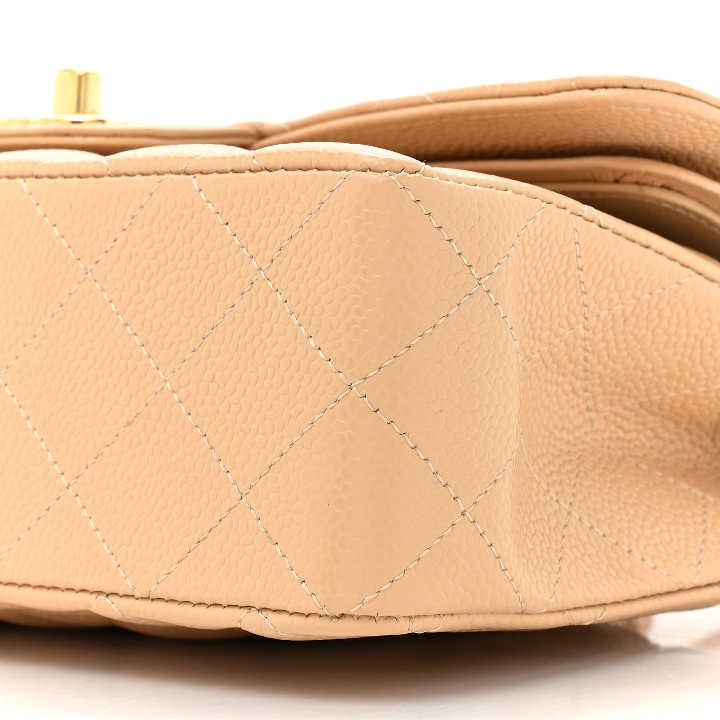 Caviar Quilted Small Double Flap Beige