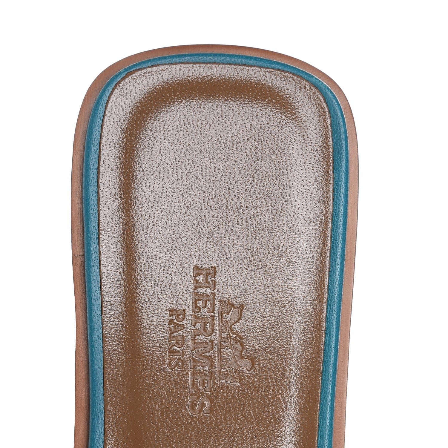 Hermes Nappa Calfskin Oran Sandals 35 Turquoise 7 of 8