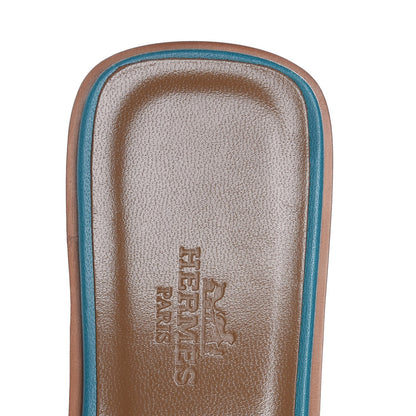 Hermes Nappa Calfskin Oran Sandals 35 Turquoise 7 of 8