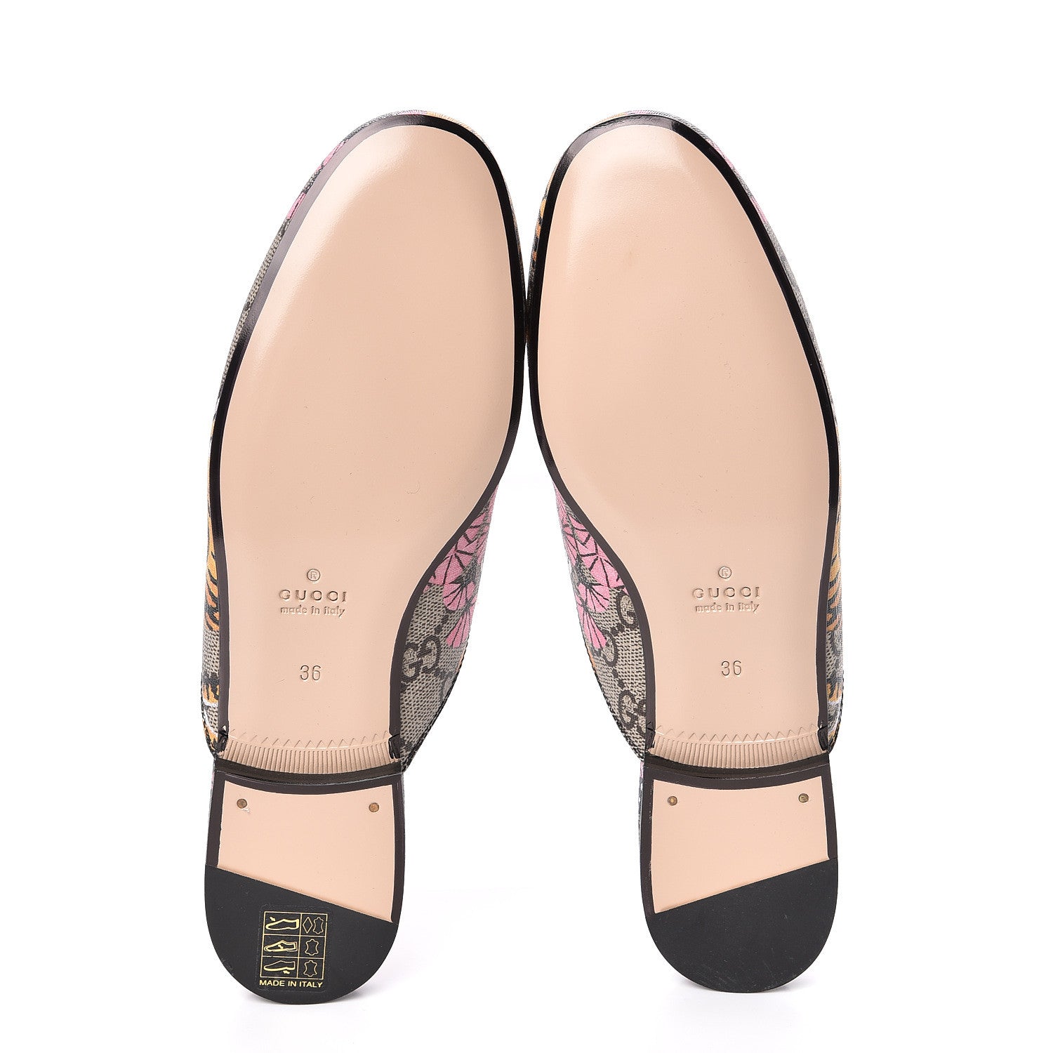 Gucci GG Supreme Monogram Bengal Womens Princetown Slippers 36 Beige Crop Pink 5 of 9
