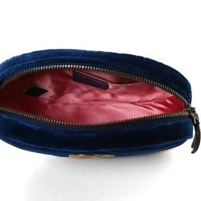 Gucci Velvet Matelasse GG Marmont Belt Bag 85 34 Cobalt Blue 5 of 12
