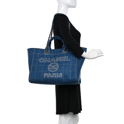 Chanel Cotton Medium Deauville Tote Blue White 2 of 11