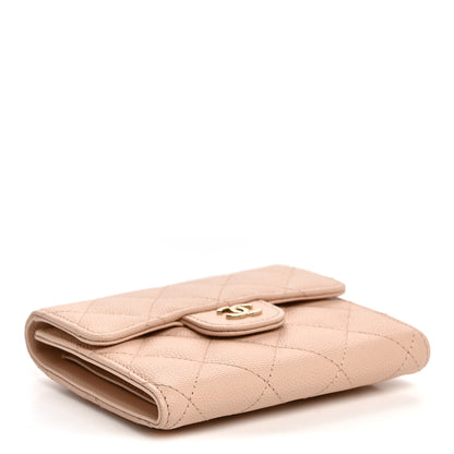 Chanel Caviar Quilted Compact Flap Wallet Beige 4 of 8