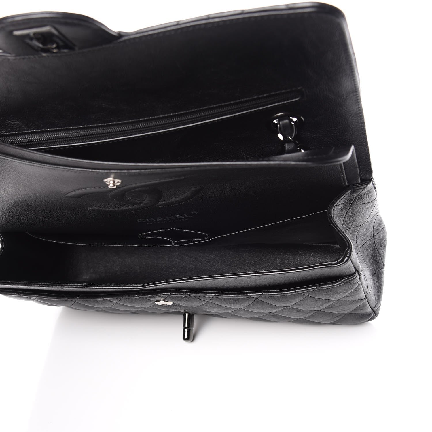 Chanel Crumpled Calfskin Quilted Medium Double Flap So Black 5 of 8