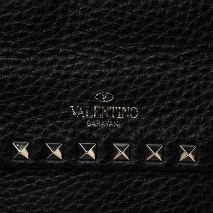 Valentino Garavani Pebbled Calfskin Rockstud Top Handle Shoulder Bag Black 7 of 11
