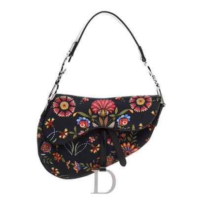 Christian Dior Canvas Floral Saddle Bag Black 1 of 13