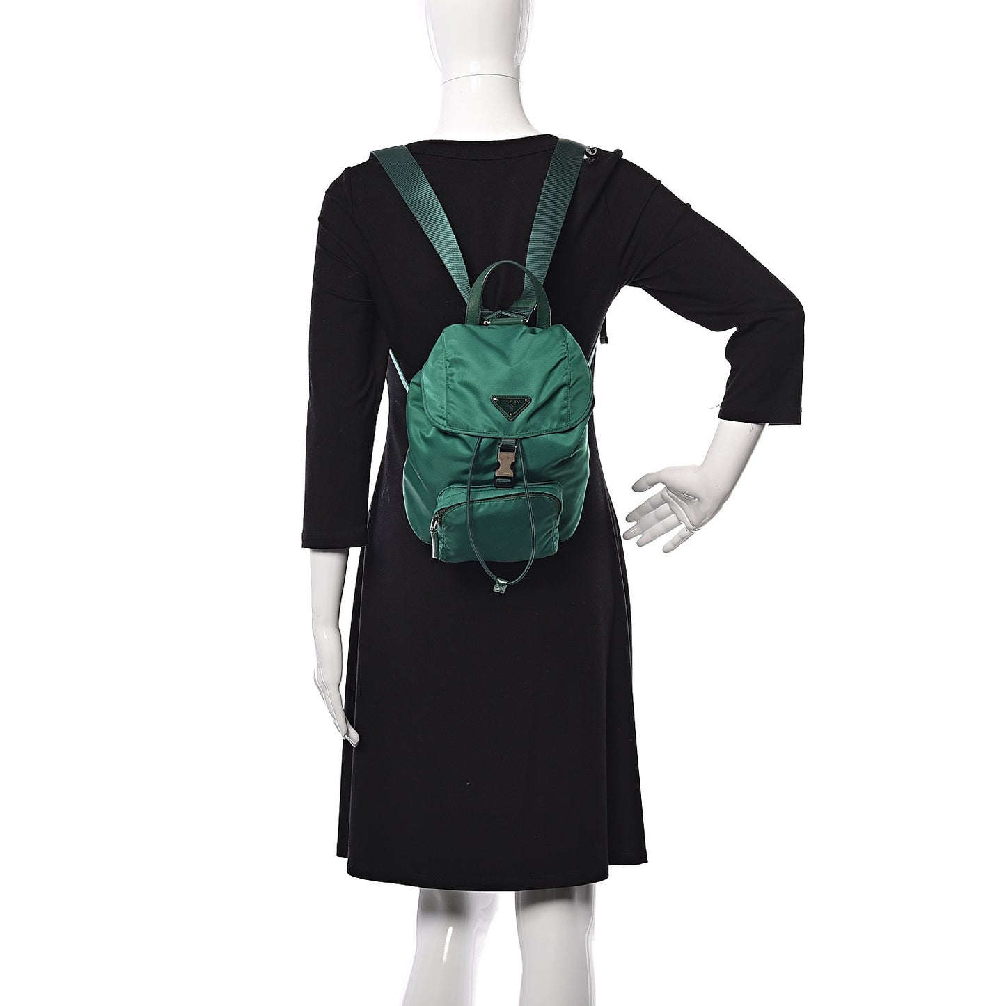 Tessuto Nylon Vela Saffiano Mini Single Snap Buckle Backpack Oleandro