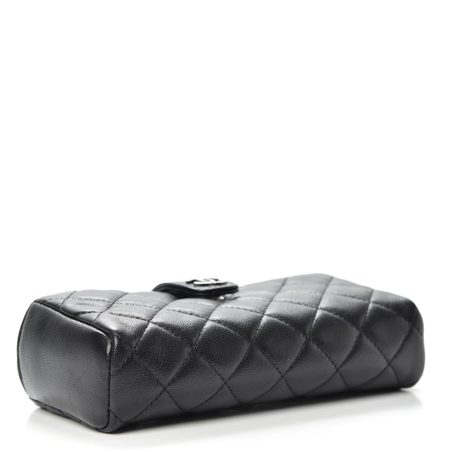 Lambskin Quilted Mini Phone Holder Clutch Black