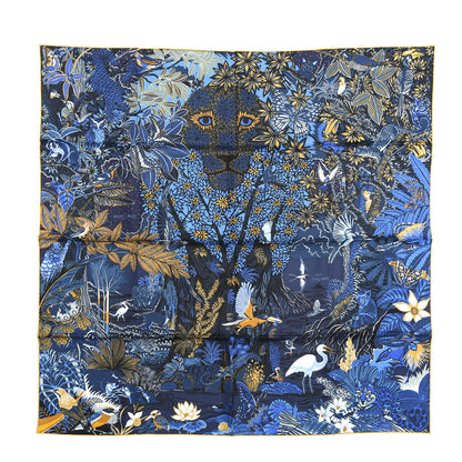 Hermes Silk Wild Singapore Scarf 90 Bleu Roy Gold Marine 1 of 5