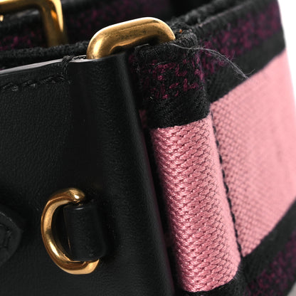 Christian Dior Canvas Embroidered Shoulder Strap Pink Black 5 of 7