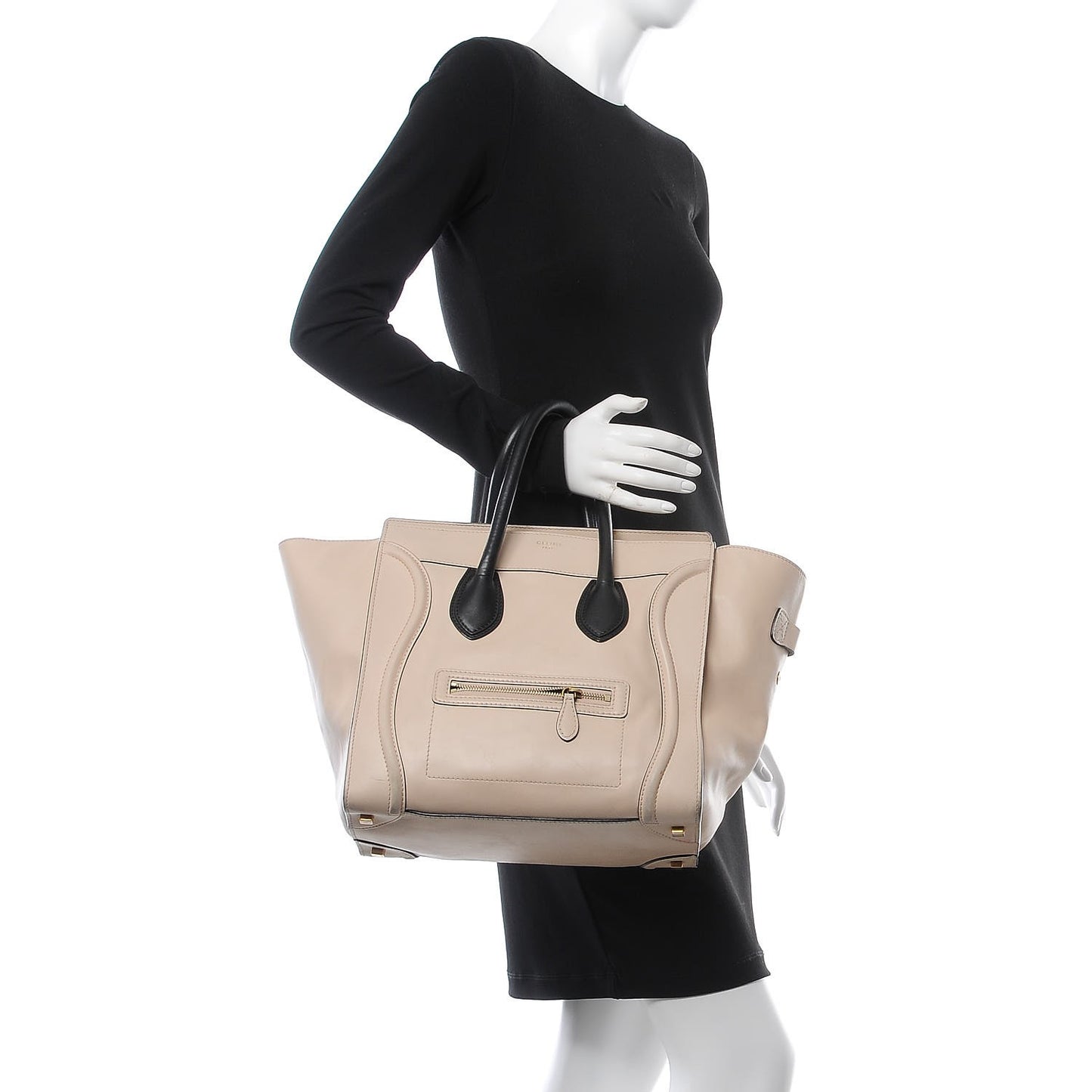 Satin Calfskin Mini Luggage Powder Black