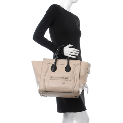 Celine Satin Calfskin Mini Luggage Powder Black 2 of 17