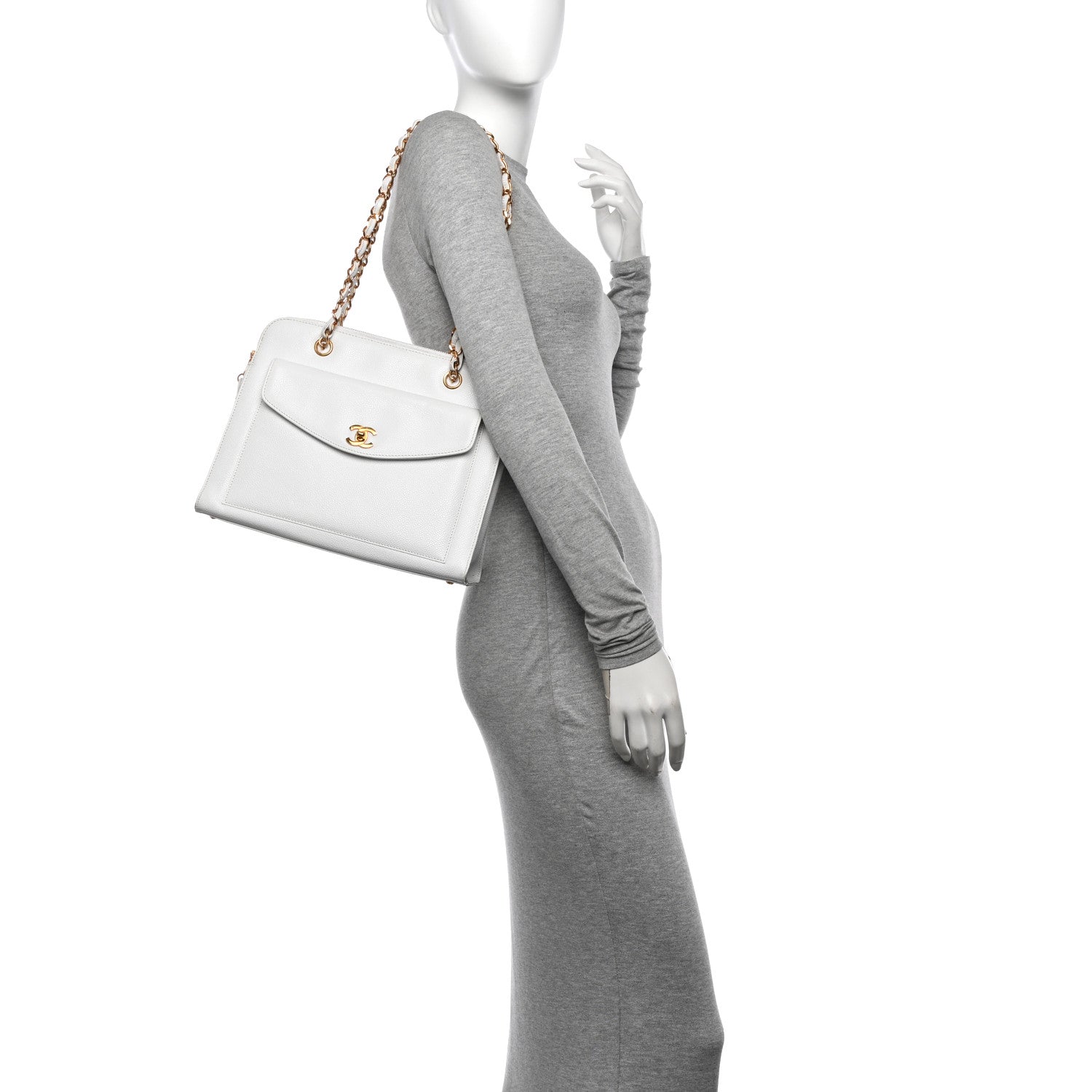 Chanel Caviar CC Shoulder Bag White 2 of 17