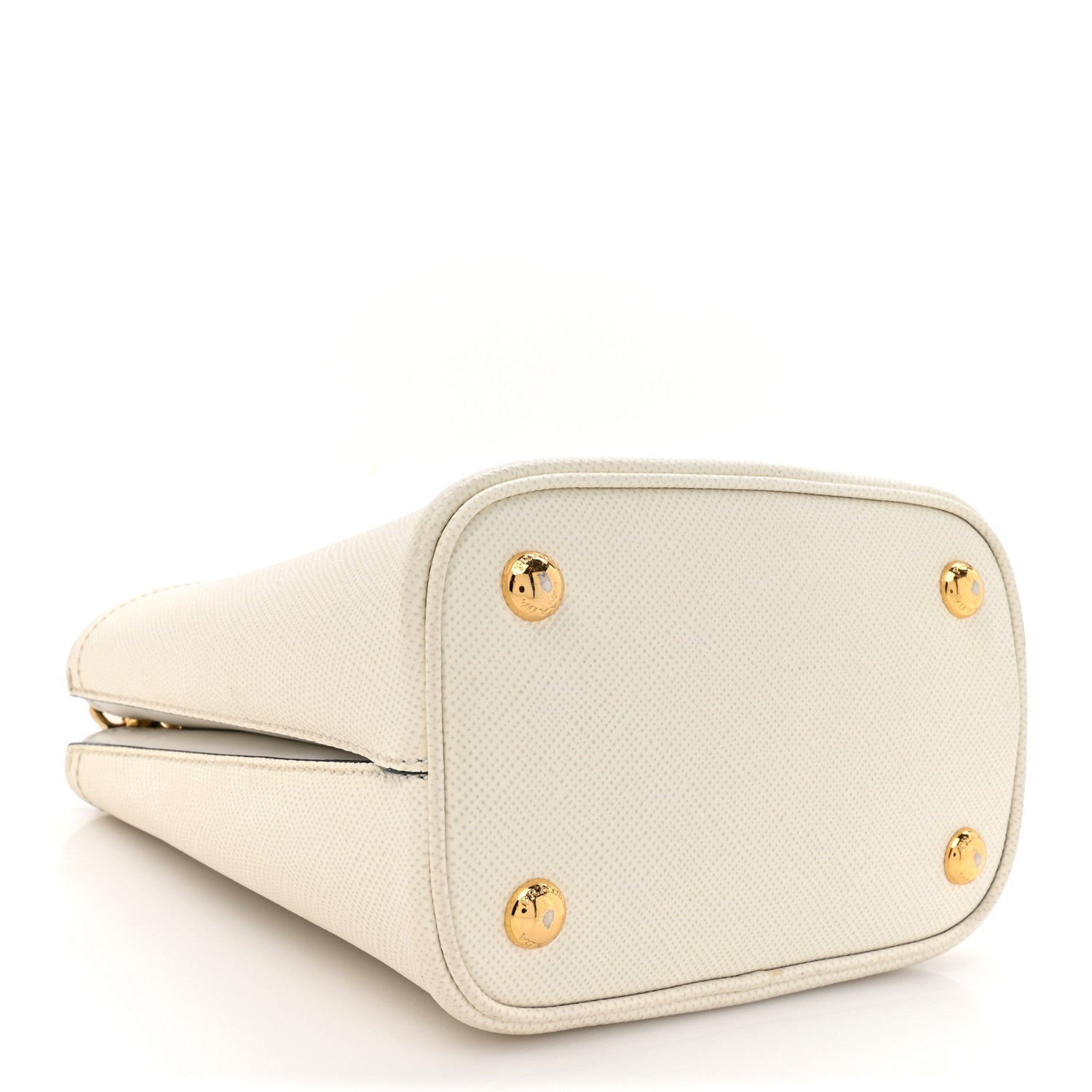 Prada Saffiano Cuir Calfskin Small Panier Bucket Bag White Black 4 of 13