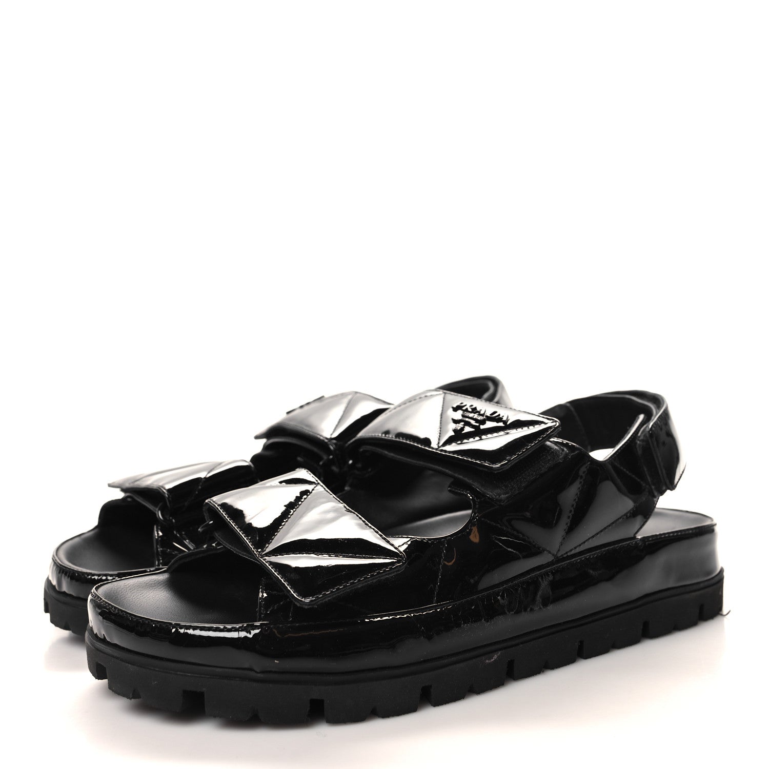 Prada Patent Quilted Padded Slingback Sandals 38.5 Black 3 of 7