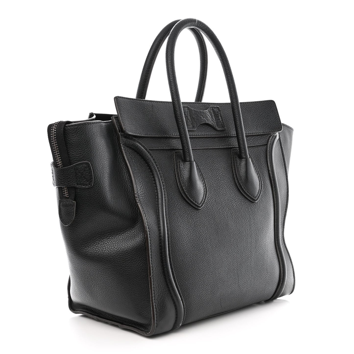Drummed Calfskin Mini Luggage Black