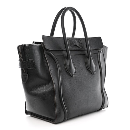 Celine Drummed Calfskin Mini Luggage Black 3 of 17