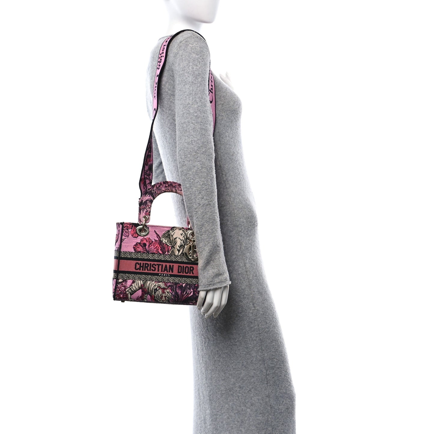 Toile de Jouy Voyage Embroidered Medium Lady D-Lite Fuchsia Multicolor