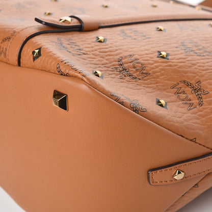 MCM Visetos Studded Medium Shopping Tote Cognac 12 of 16