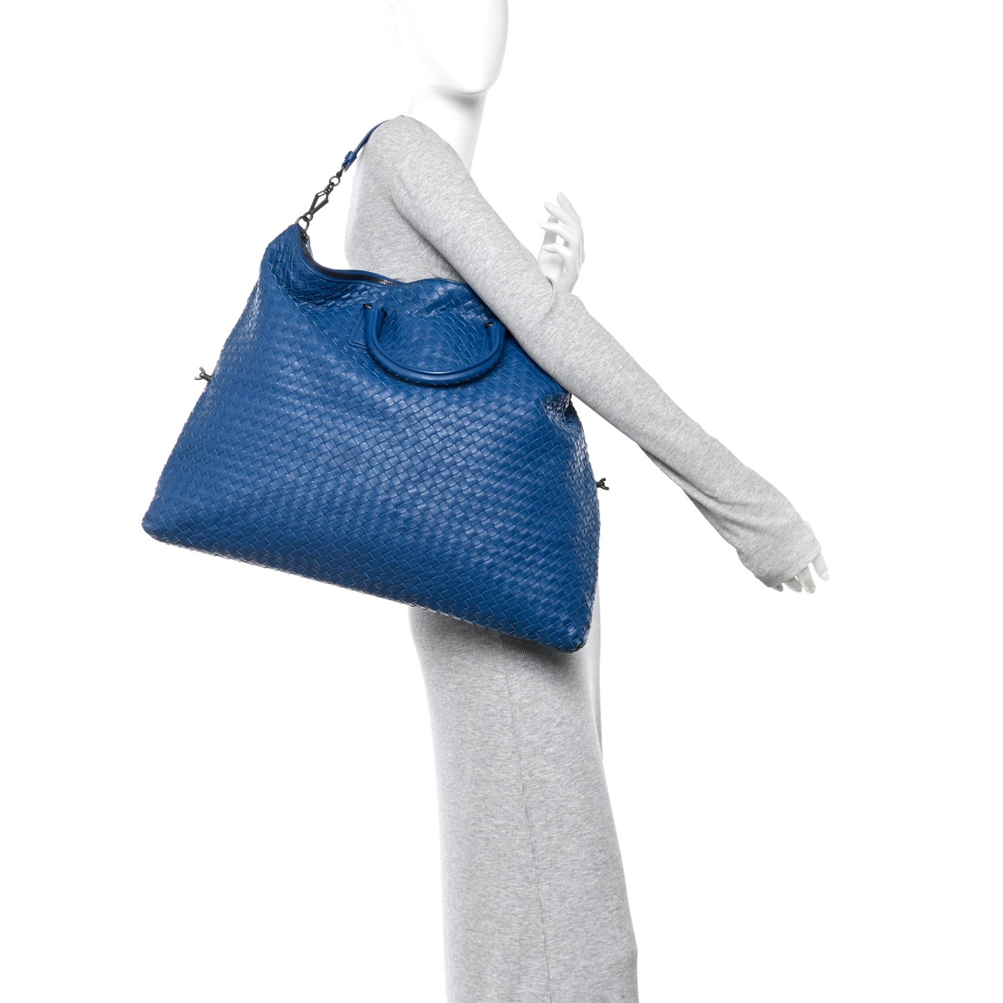 Nappa Intrecciato Medium Convertible Tote Atlantic