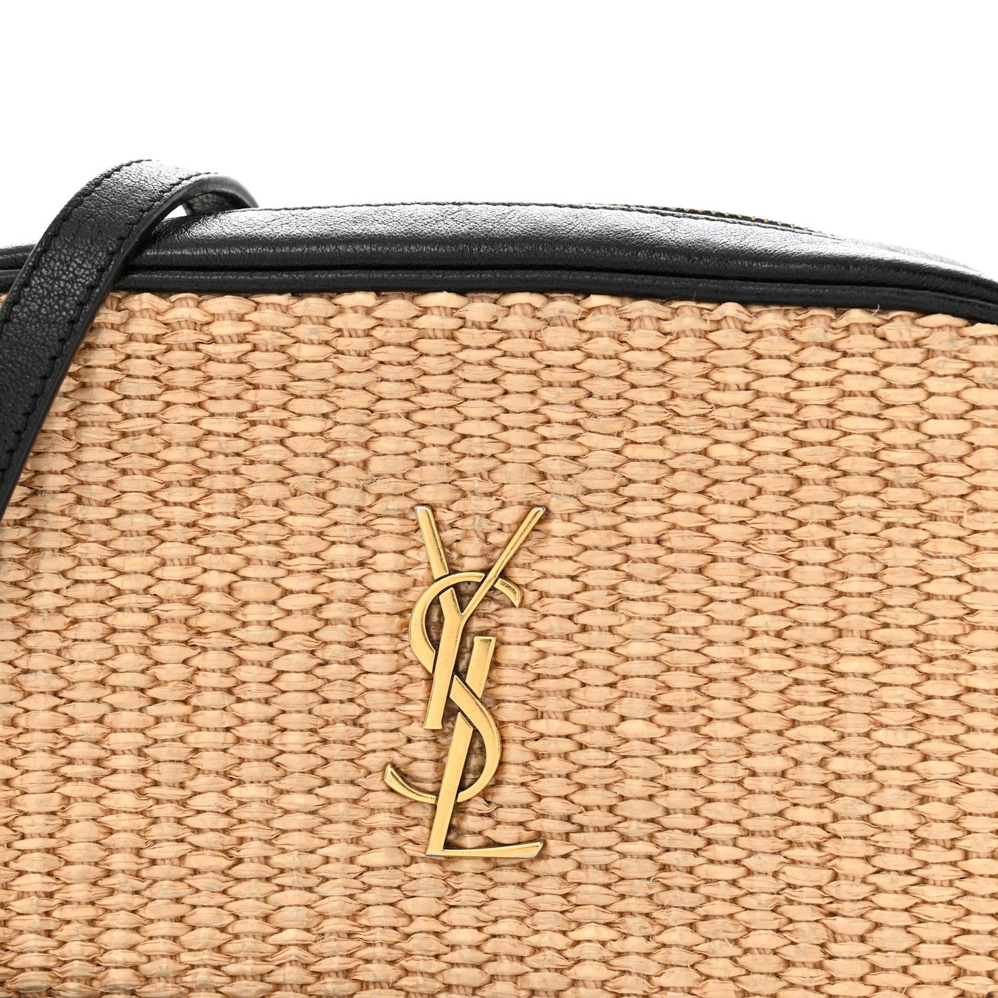 Raffia Canvas Monogram Mini Lou Camera Bag Beige Black