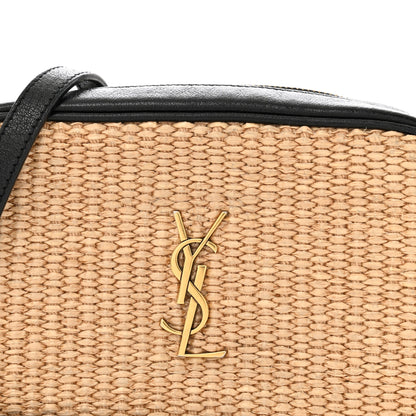 Saint Laurent Raffia Canvas Monogram Mini Lou Camera Bag Beige Black 8 of 13
