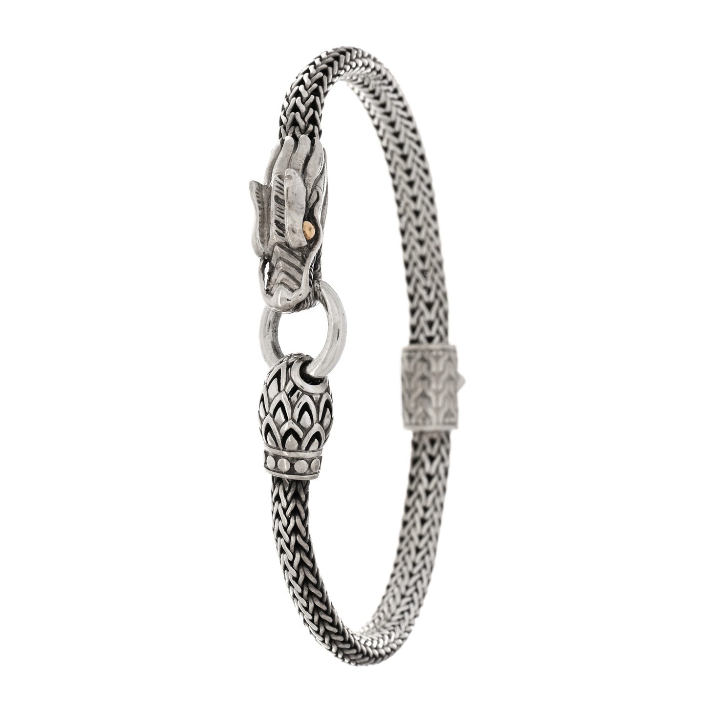 Sterling Silver 18K Yellow Gold 5mm Naga Dragon Station Bracelet