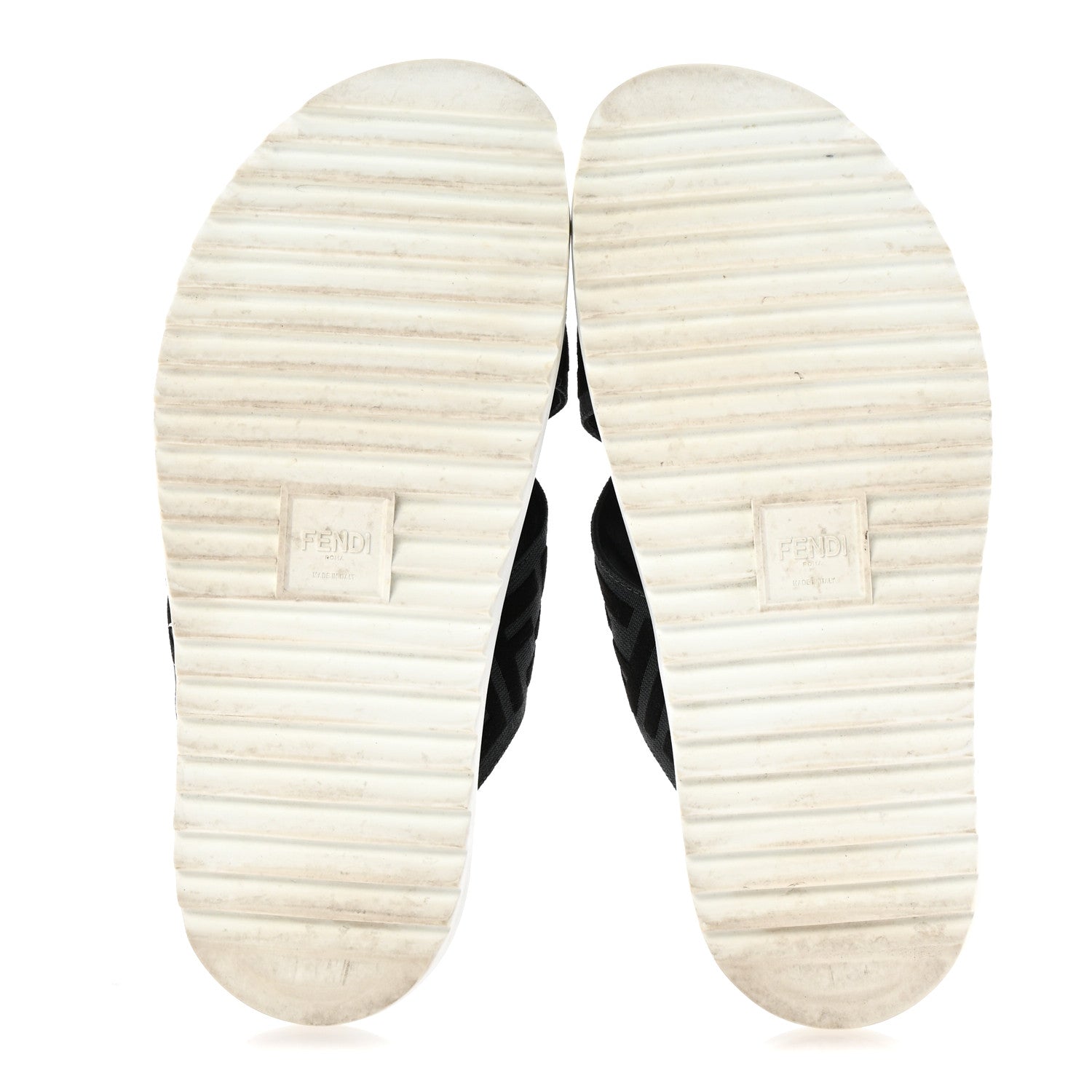 Fendi Fabric Rubber Macro FF Embroidered Mens Crisscross Slide Sandals 8 Asfalto Black 6 of 8