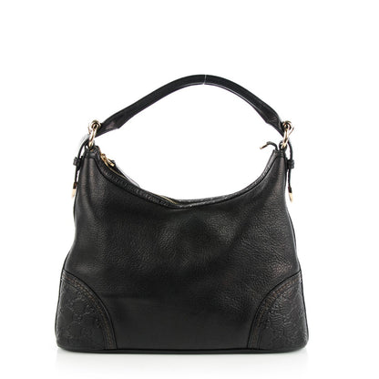 Gucci Pebbled Calfskin Guccissima Trim Medium Signoria Hobo Black 1 of 8