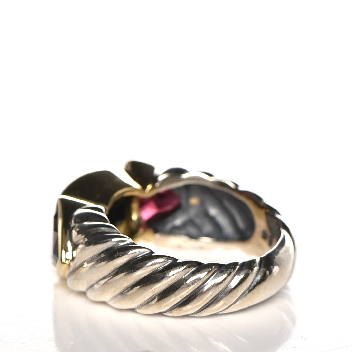 Sterling Silver 18K Yellow Gold Black Onyx Garnet Ring 6.25