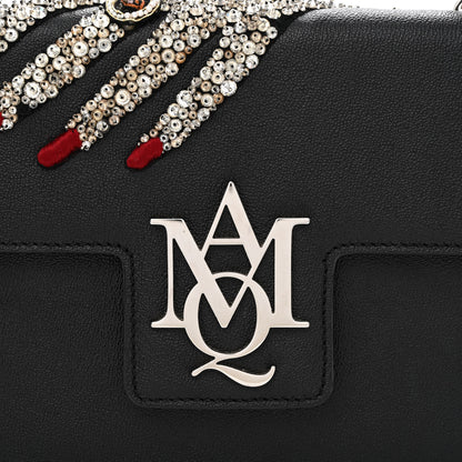 Alexander McQueen Grained Calfskin Hand Appliqued Medium Insignia Flap Black 8 of 15