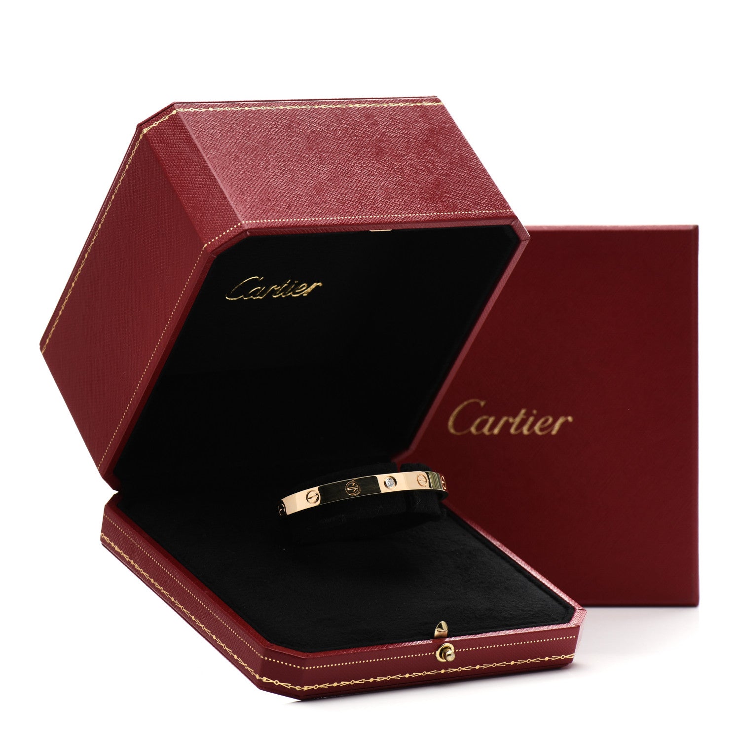 Cartier 18K Yellow Gold 1 Diamond LOVE Cuff Bracelet 16 5 of 5