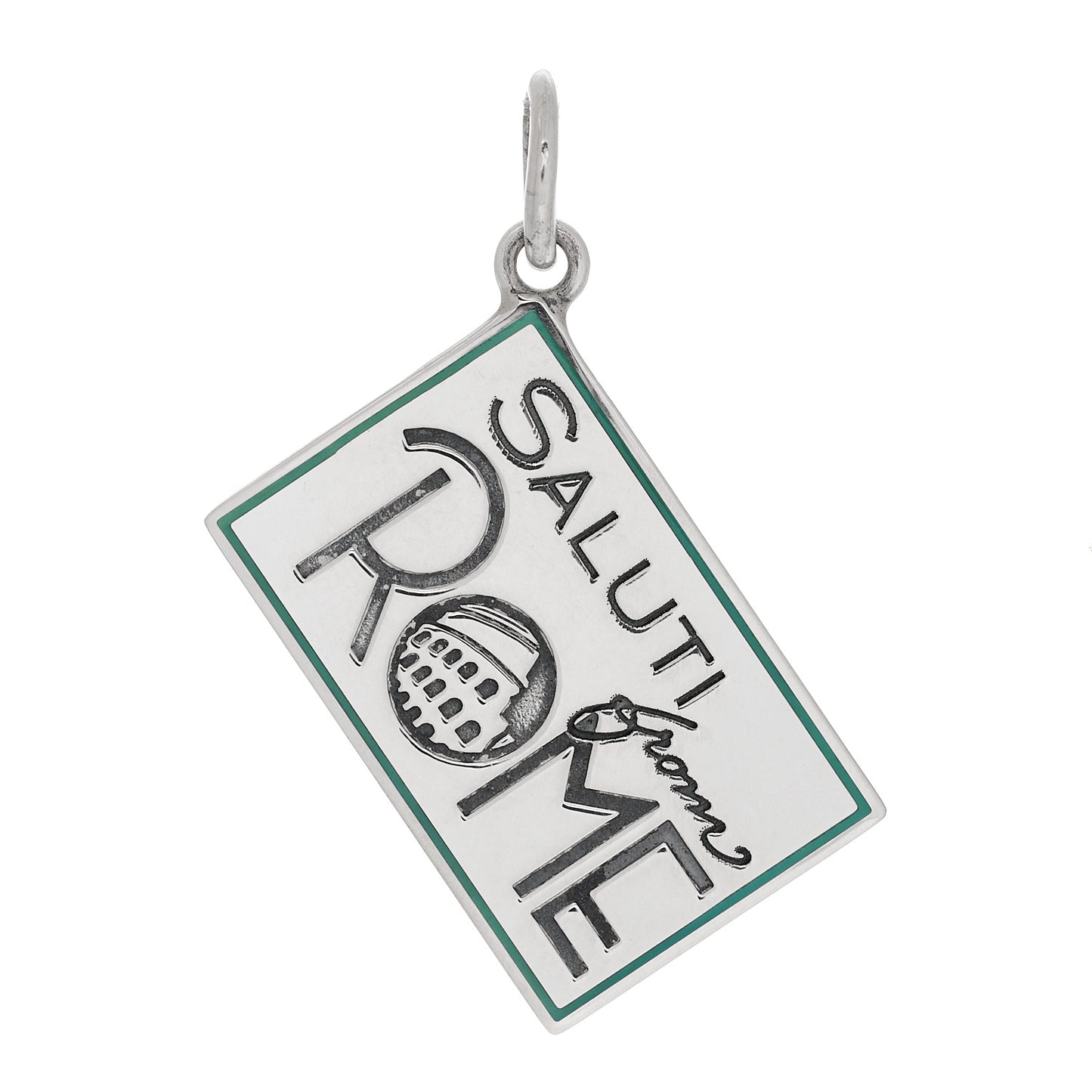 Sterling Silver Enamel Rome Postcard Charm Blue