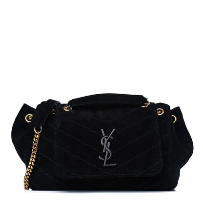 Saint Laurent Suede Chevron Monogram Small Nolita Black 1 of 8