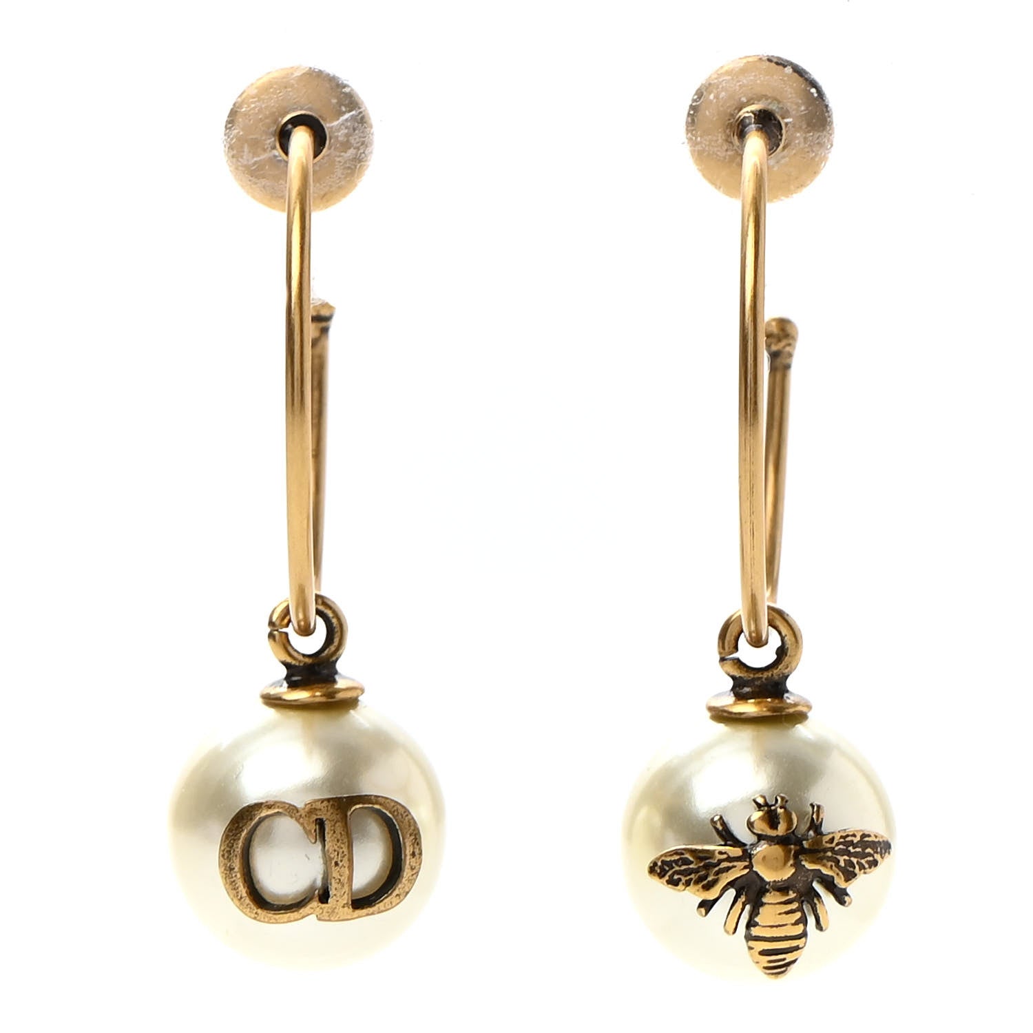 Christian Dior Pearl Bee Star Tribales Hoop Earrings 1 of 3