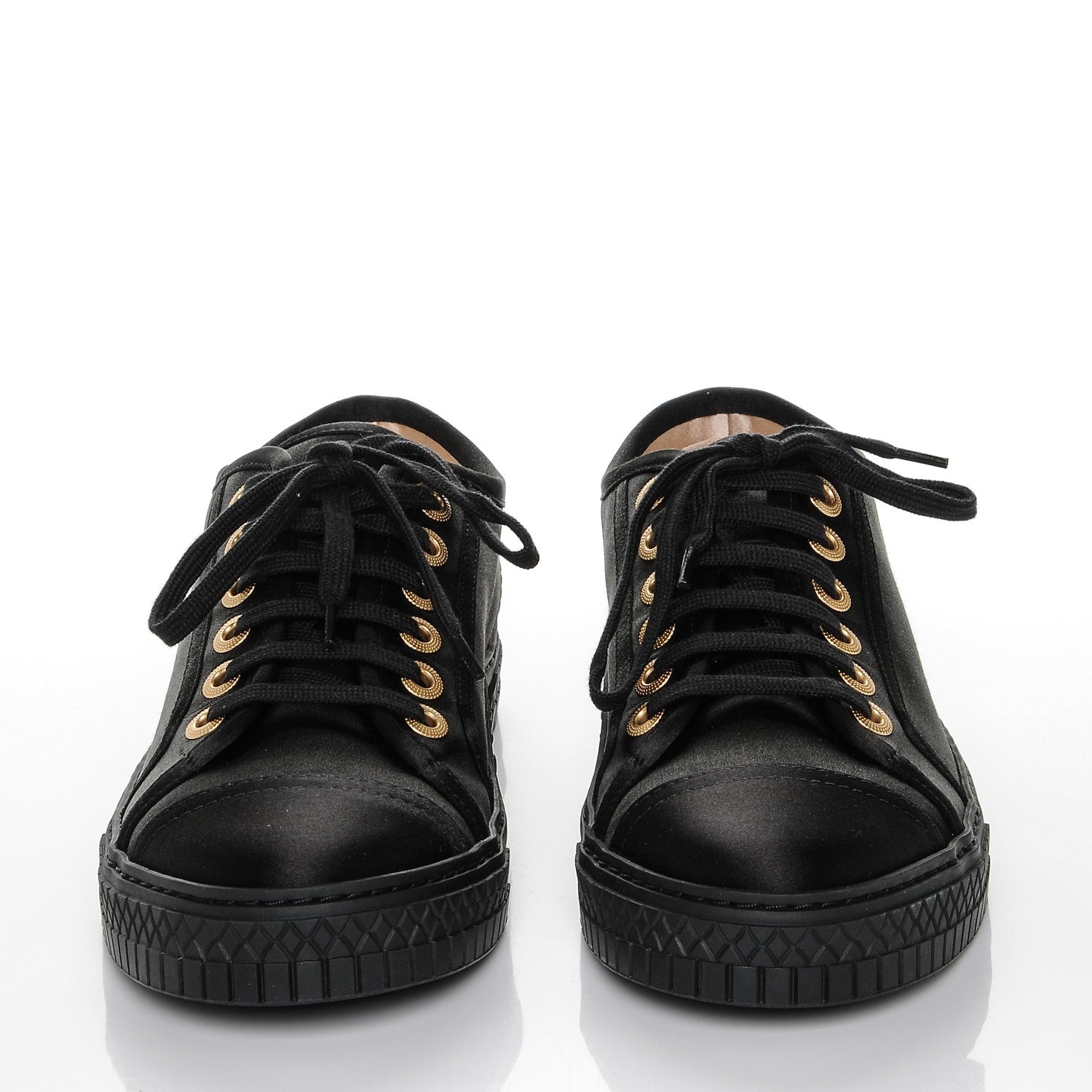 Chanel Satin Low Top CC Sneakers 37 Black 4 of 10