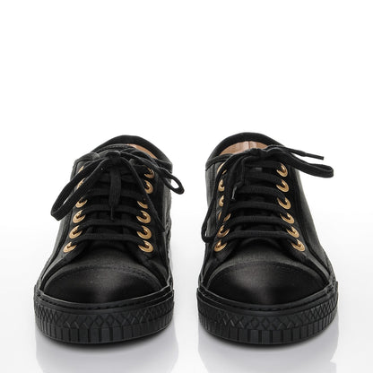 Chanel Satin Low Top CC Sneakers 37 Black 4 of 10