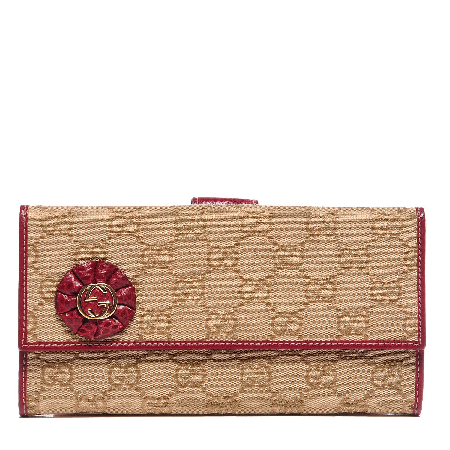 Gucci Monogram Lizard GG Trophy Continental Wallet Red 1 of 9
