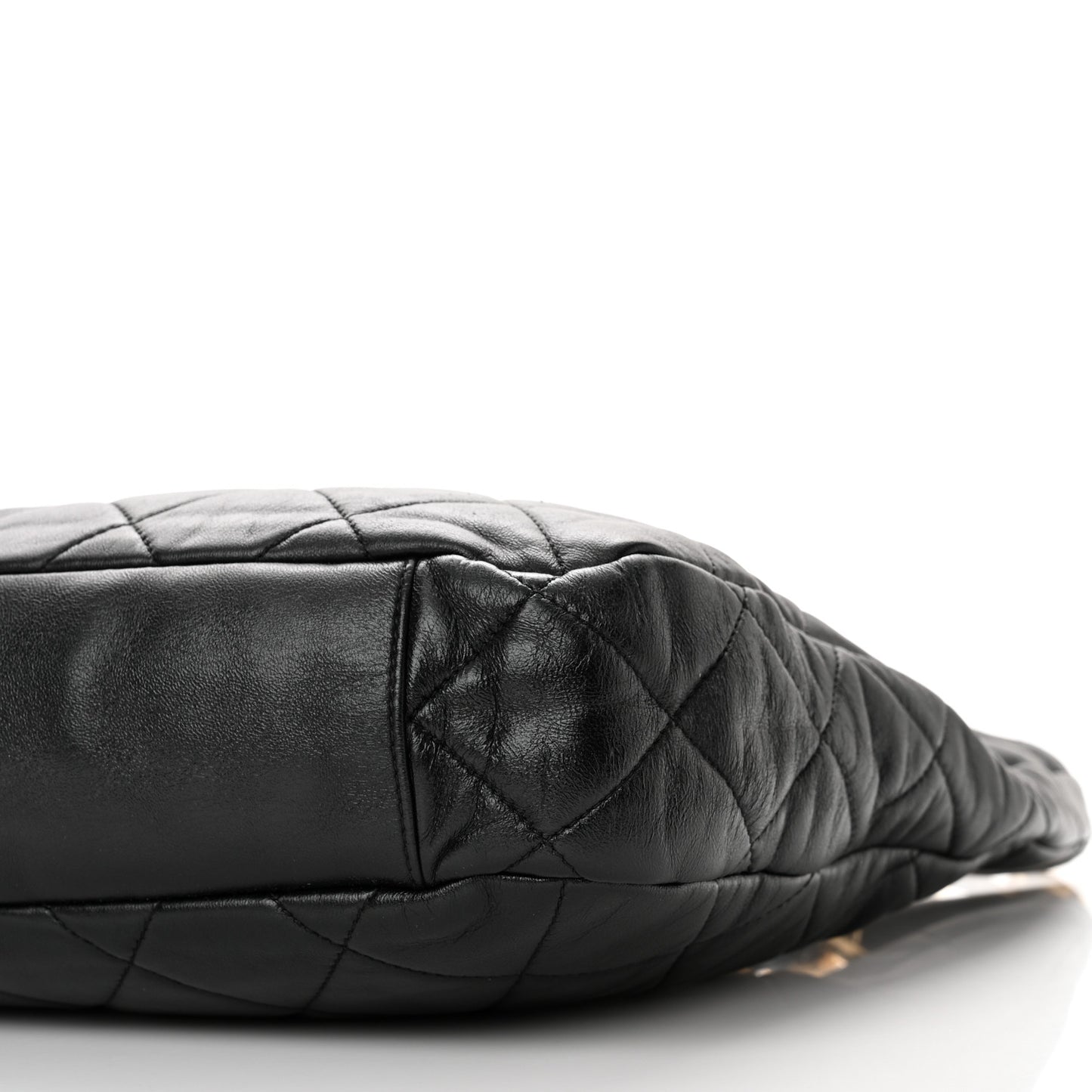 Lambskin Quilted Large CC Funky Town Hobo Black