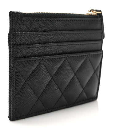 Chanel Caviar Quilted CC Logo Zip Card Holder Black 3 of 8