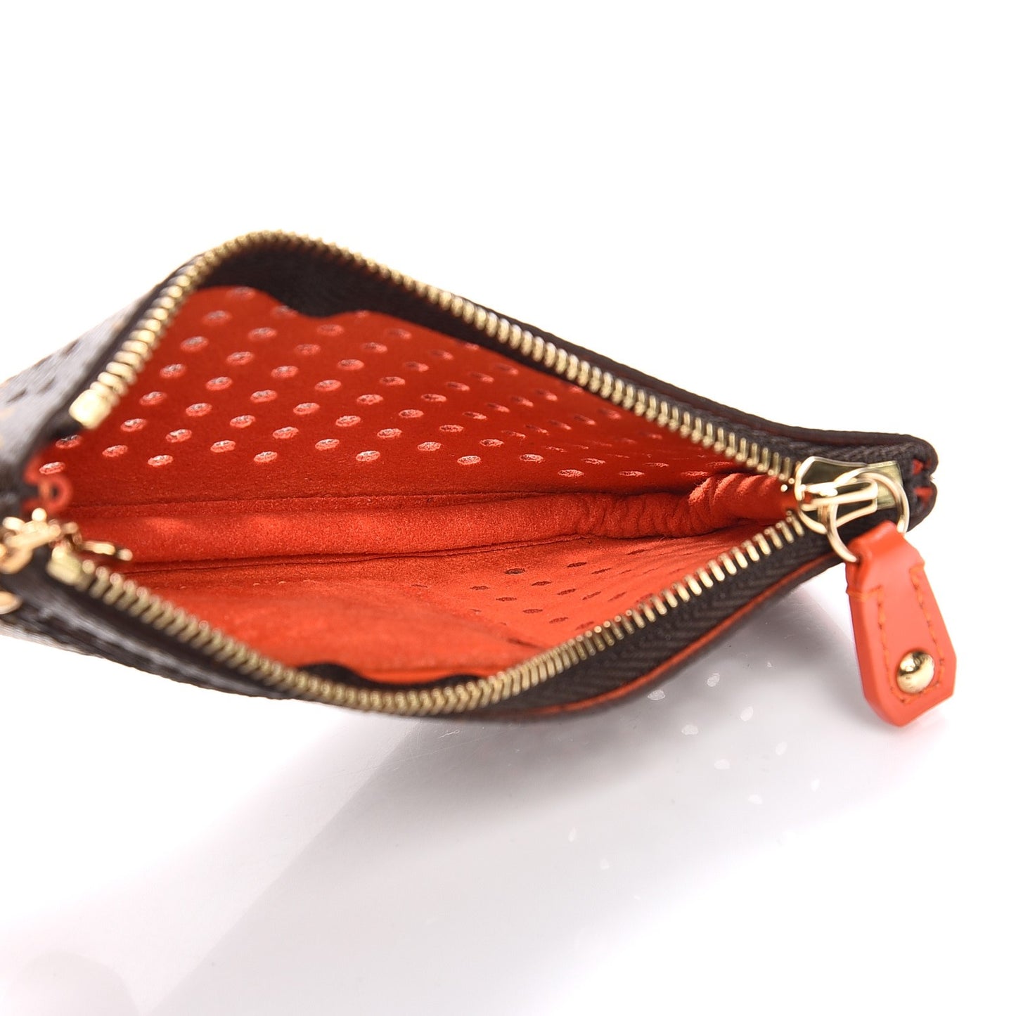 Monogram Perforated Key Pouch Orange