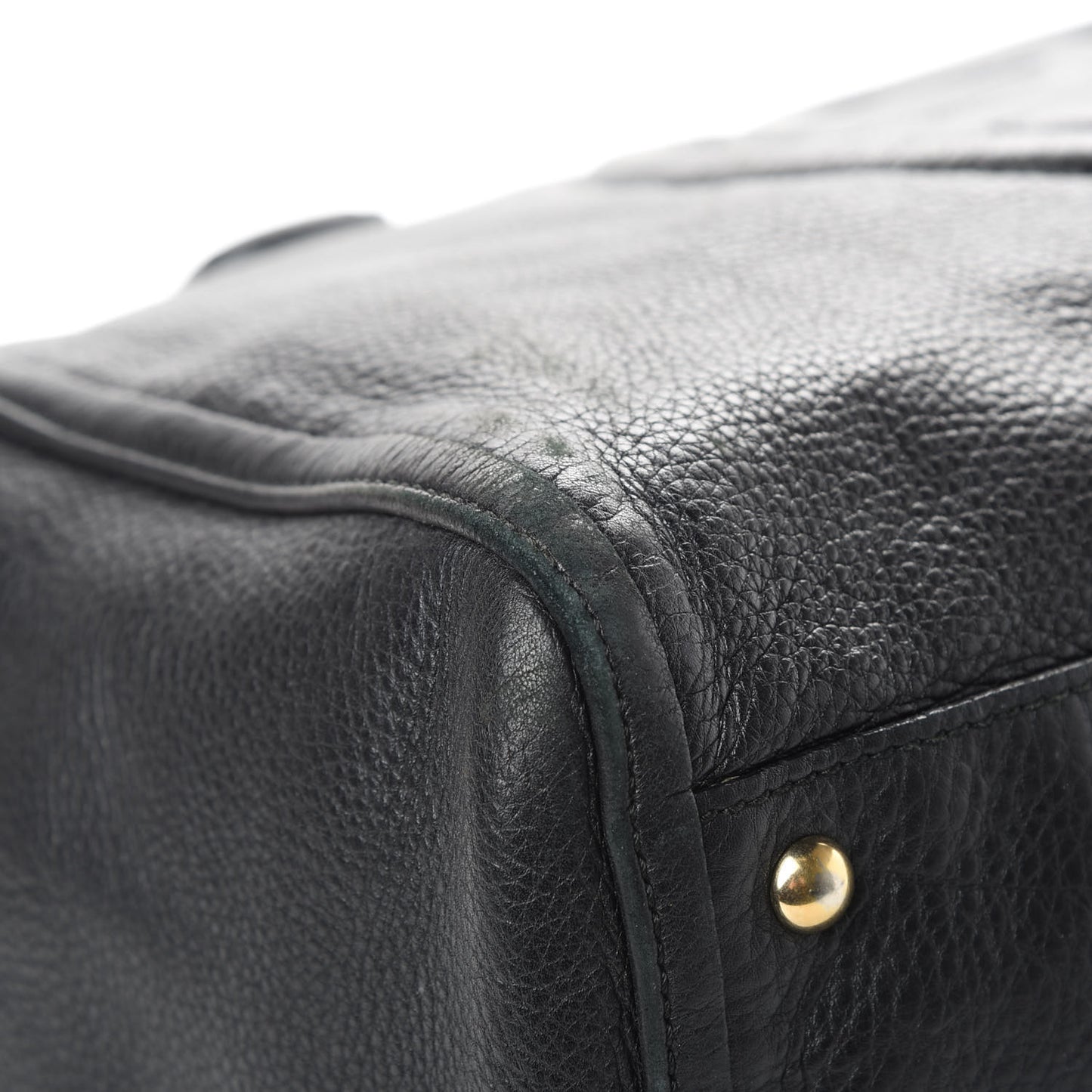 Pebbled Calfskin Large Soho Top Handle Bag Black